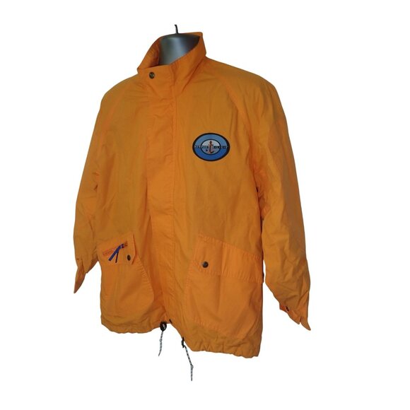 Vintage‎ Newport Blue Nautical Rain Windbreaker Jacket Mens M Yellow Zip Y2K - Picture 4 of 8
